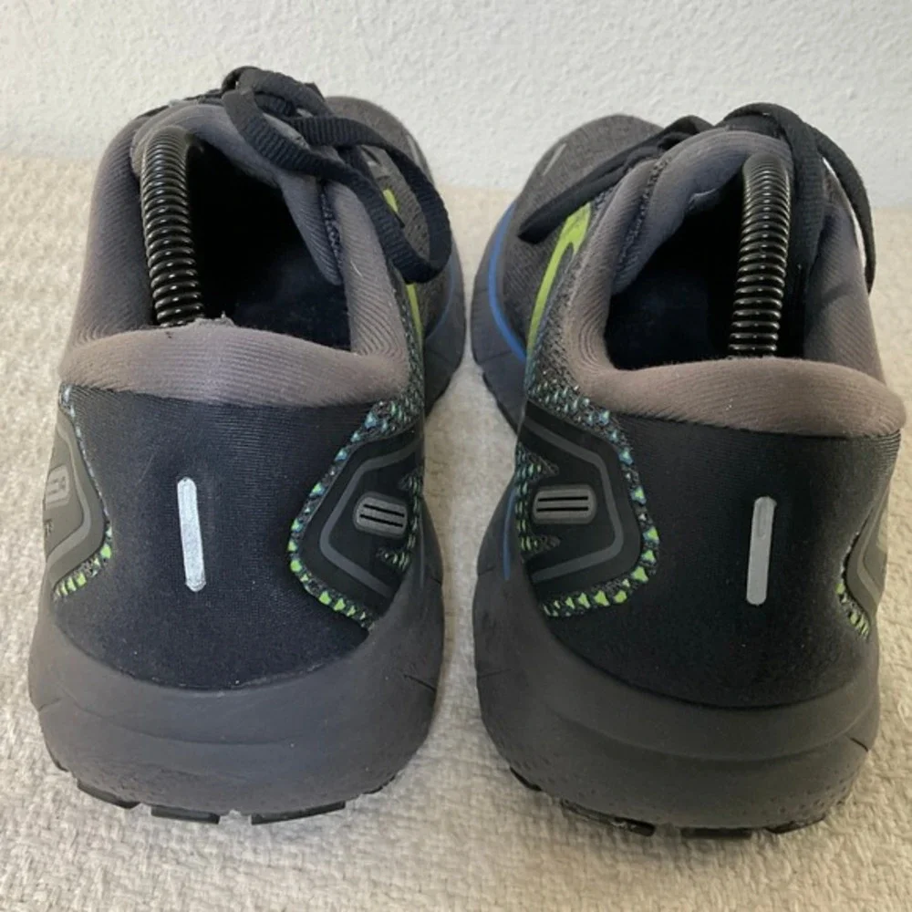 Brooks Ghost 14 Men's Running Shoes Grey Blue Lime‎ 9.5 Sneakers Walking